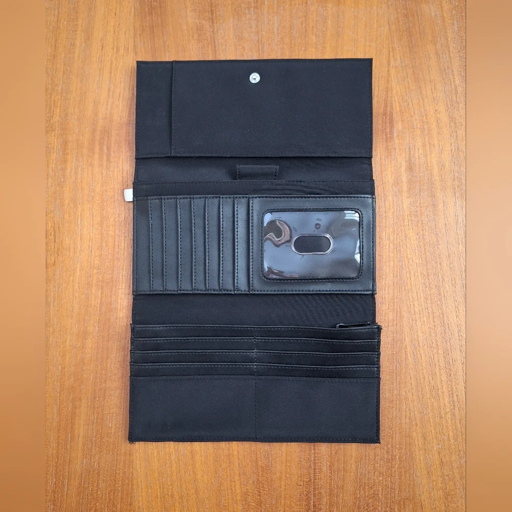 Vintage DKNY Nylon Wallet Checkbook Trifold Minimalist Corpcore 90s Black